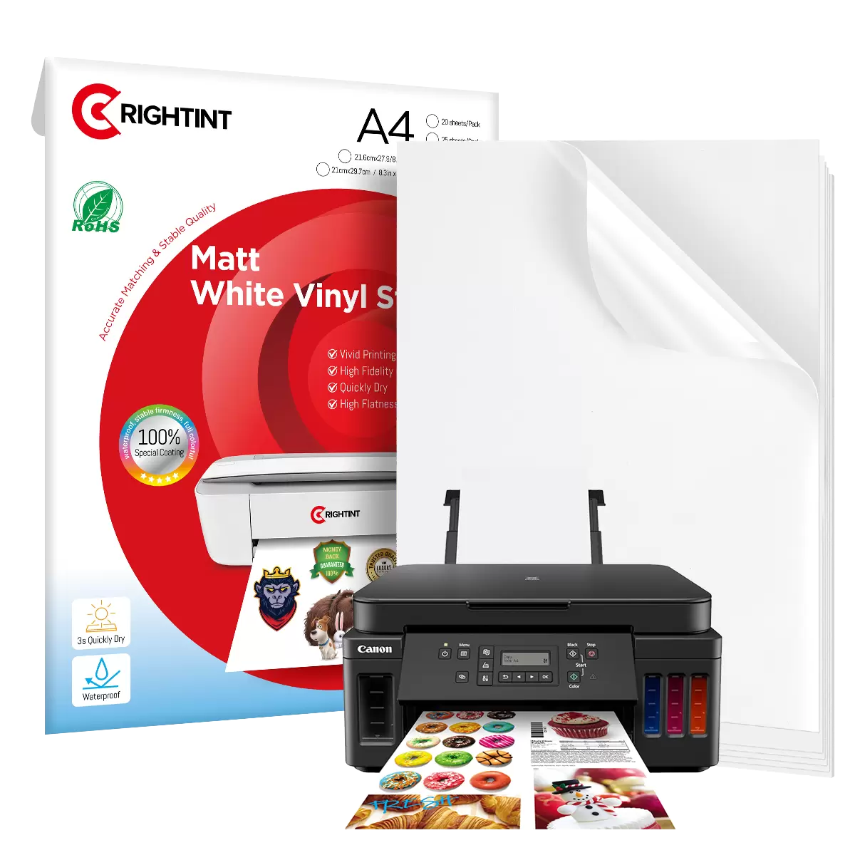 100mic 合成纸（水胶）  RC0407W24 A4/A3